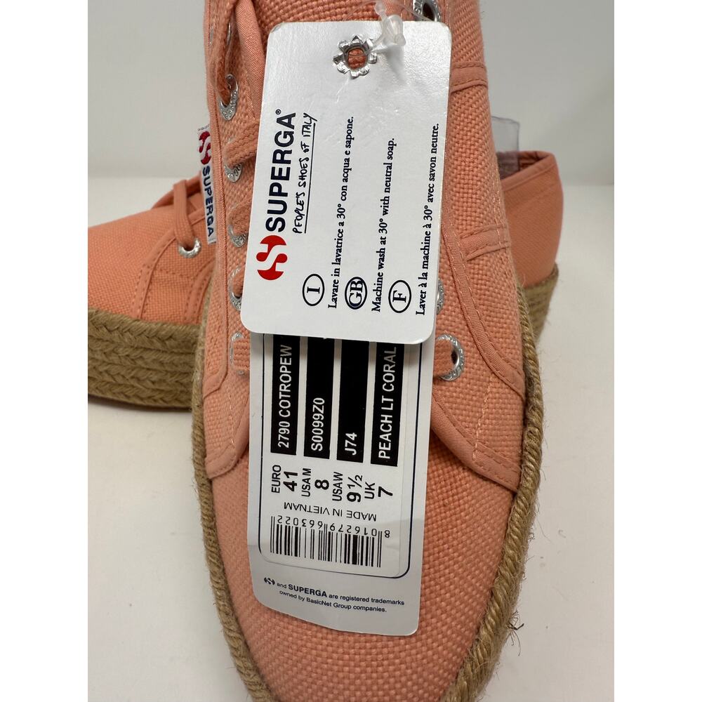 Superga Platform Espadrille Sneakers Women's 9.5 (41) Coral Casual Statement NWT - Picture 12 of 16